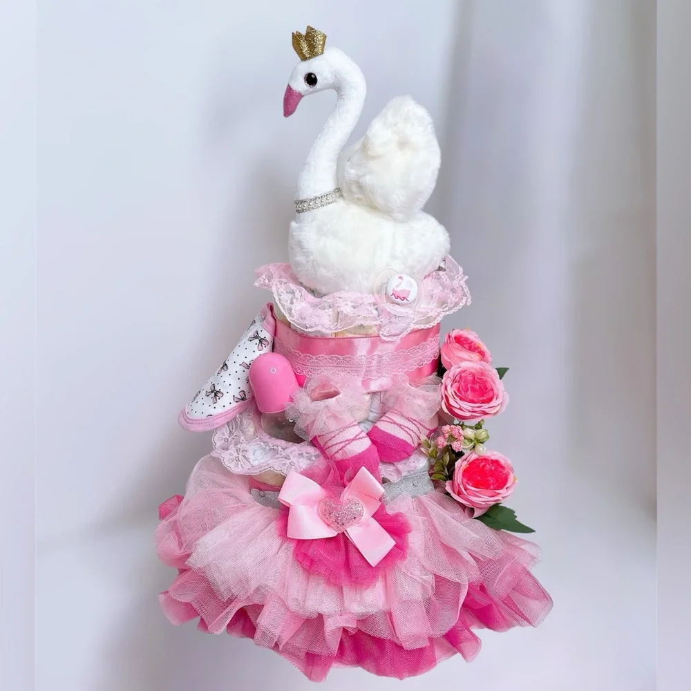 Swan Diaper Cake, Baby Shower Gift